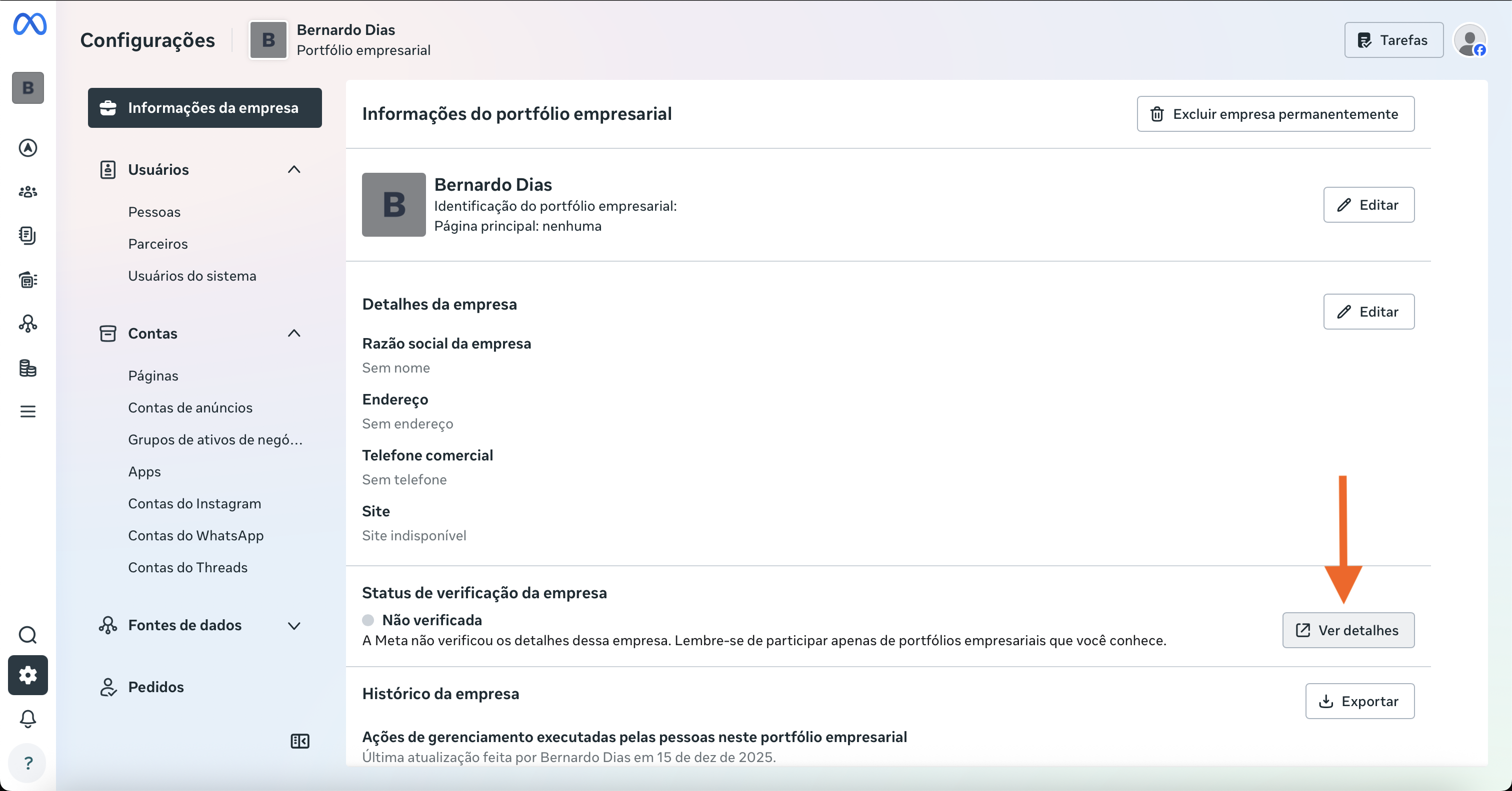 Clicar em Ver Detalhes na Verificação da Empresa